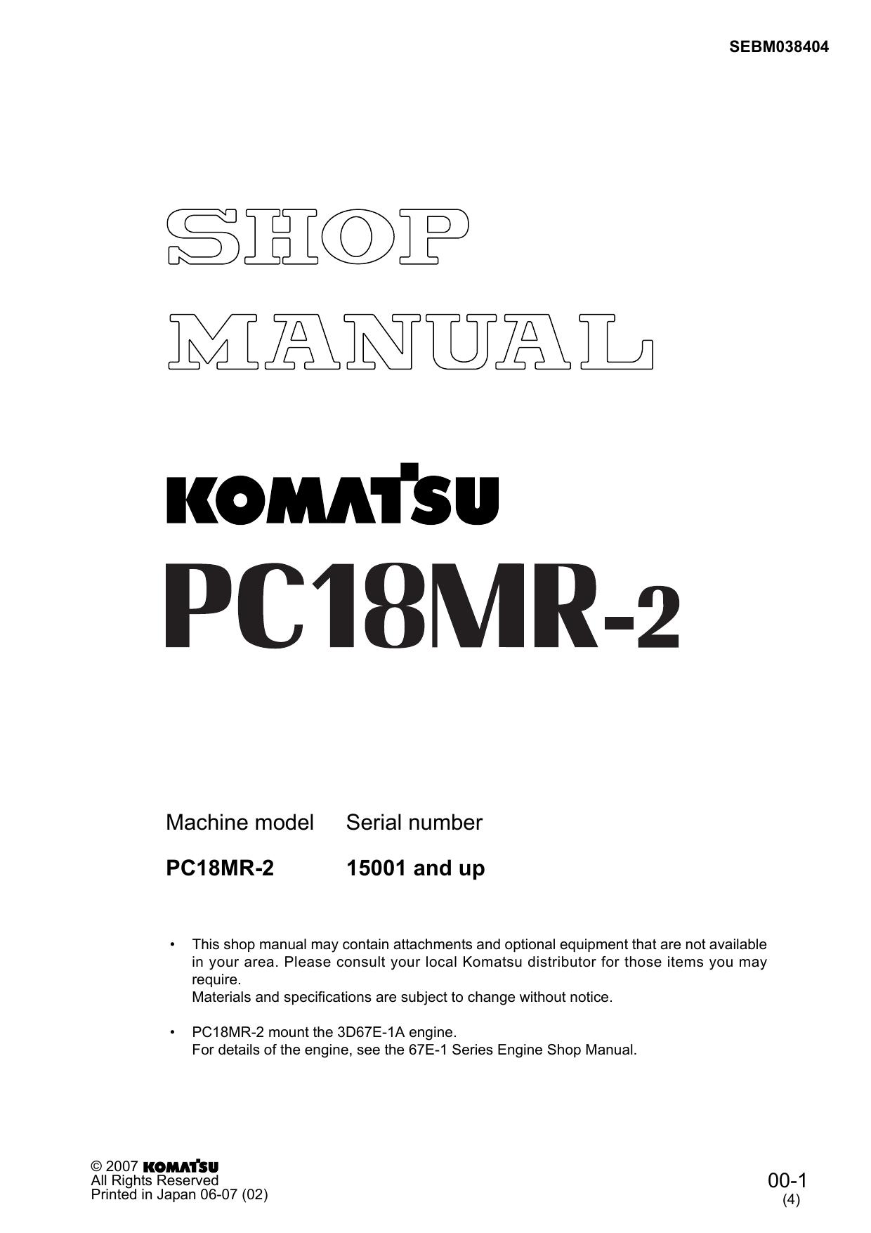 PC18MR-2 Shop Manual